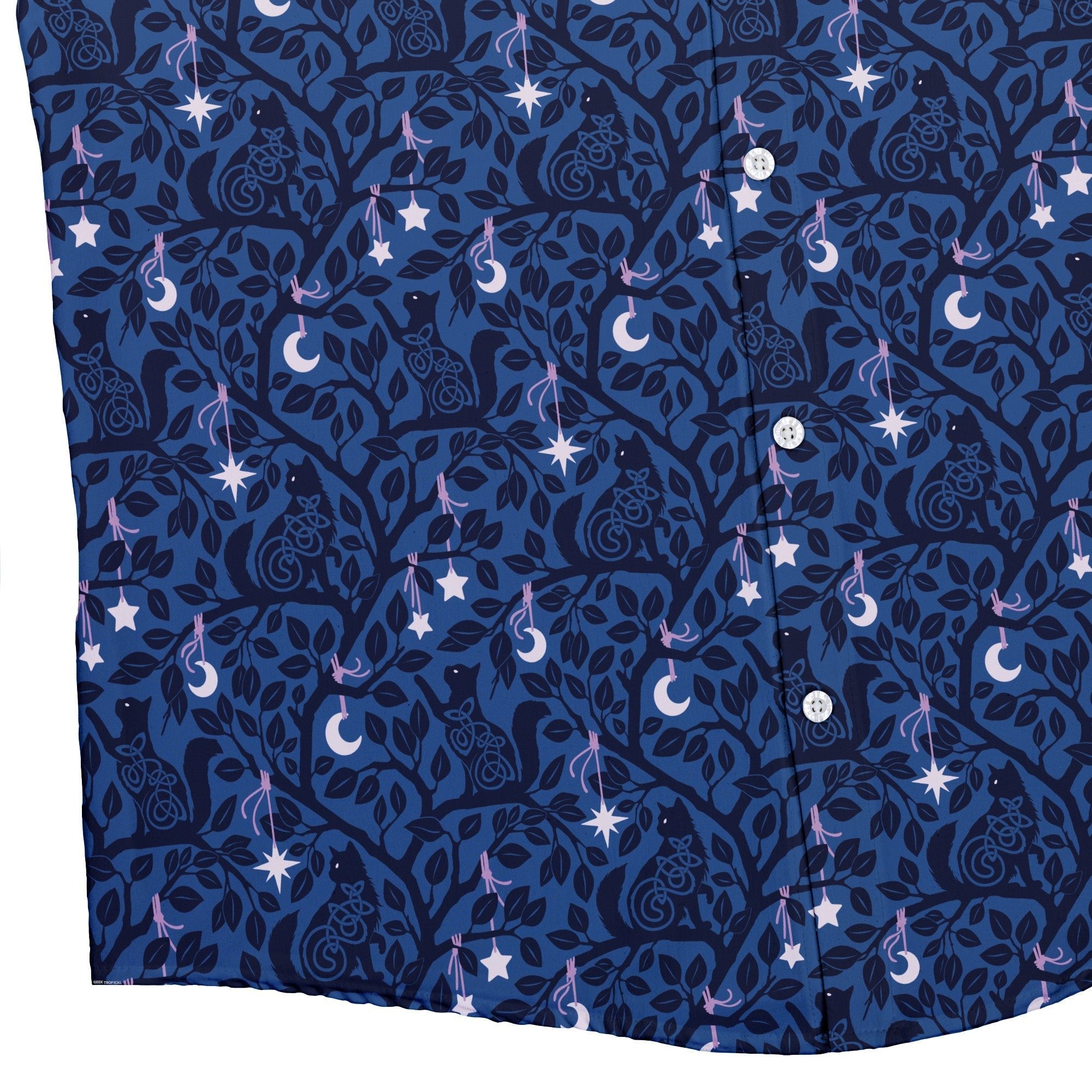 Forest Cats Blue Button Up Shirt 2
