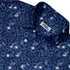 Forest Cats Blue Button Up Shirt Neck