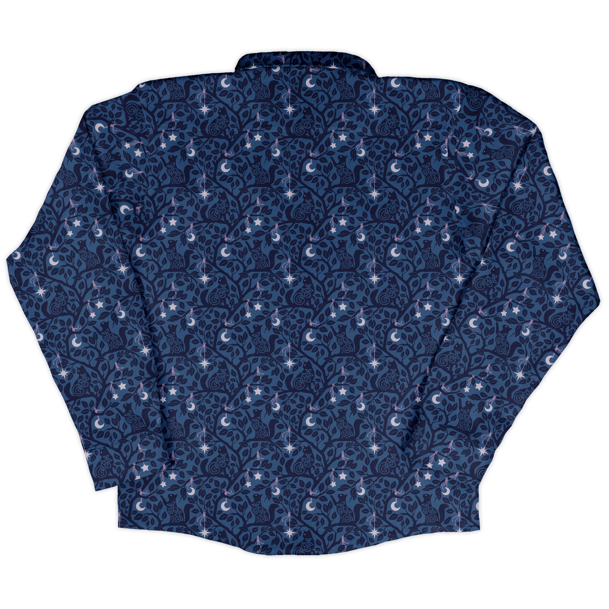 Forest Cats Blue Long Sleeve Button Up Shirt back