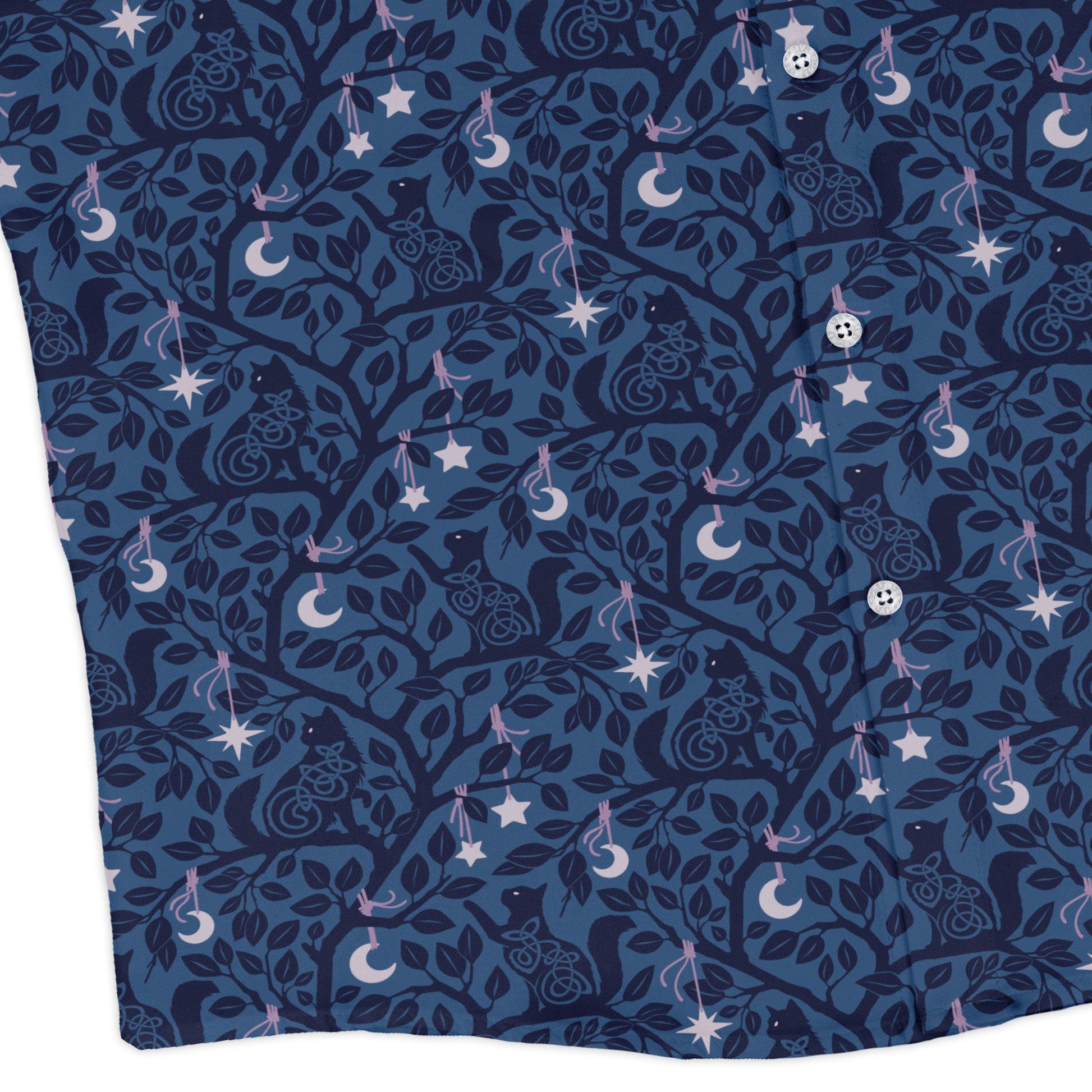 Forest Cats Blue Long Sleeve Button Up Shirt corner