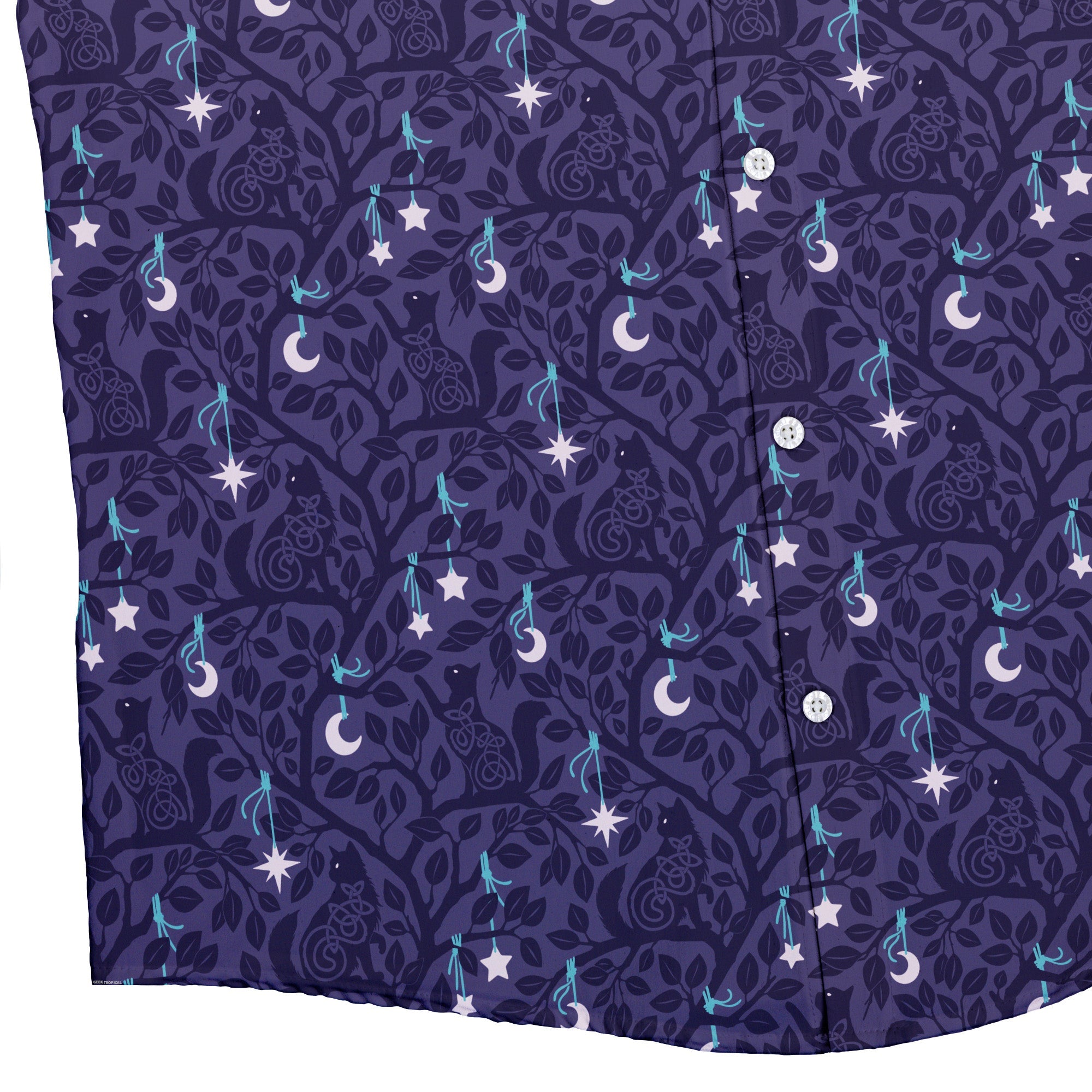 Forest Cats Lilac Button Up Shirt 2