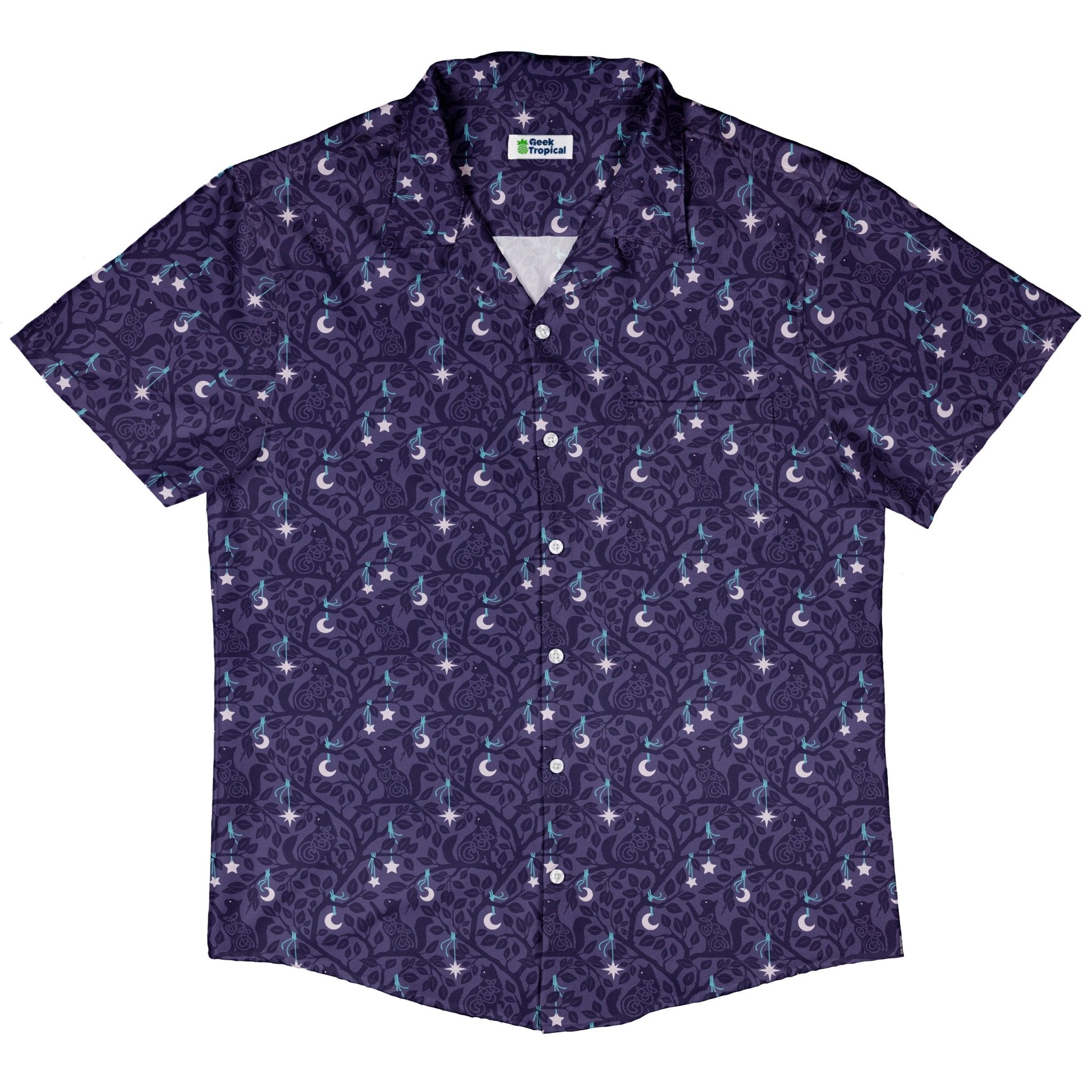 Forest Cats Lilac Button Up Shirt 5