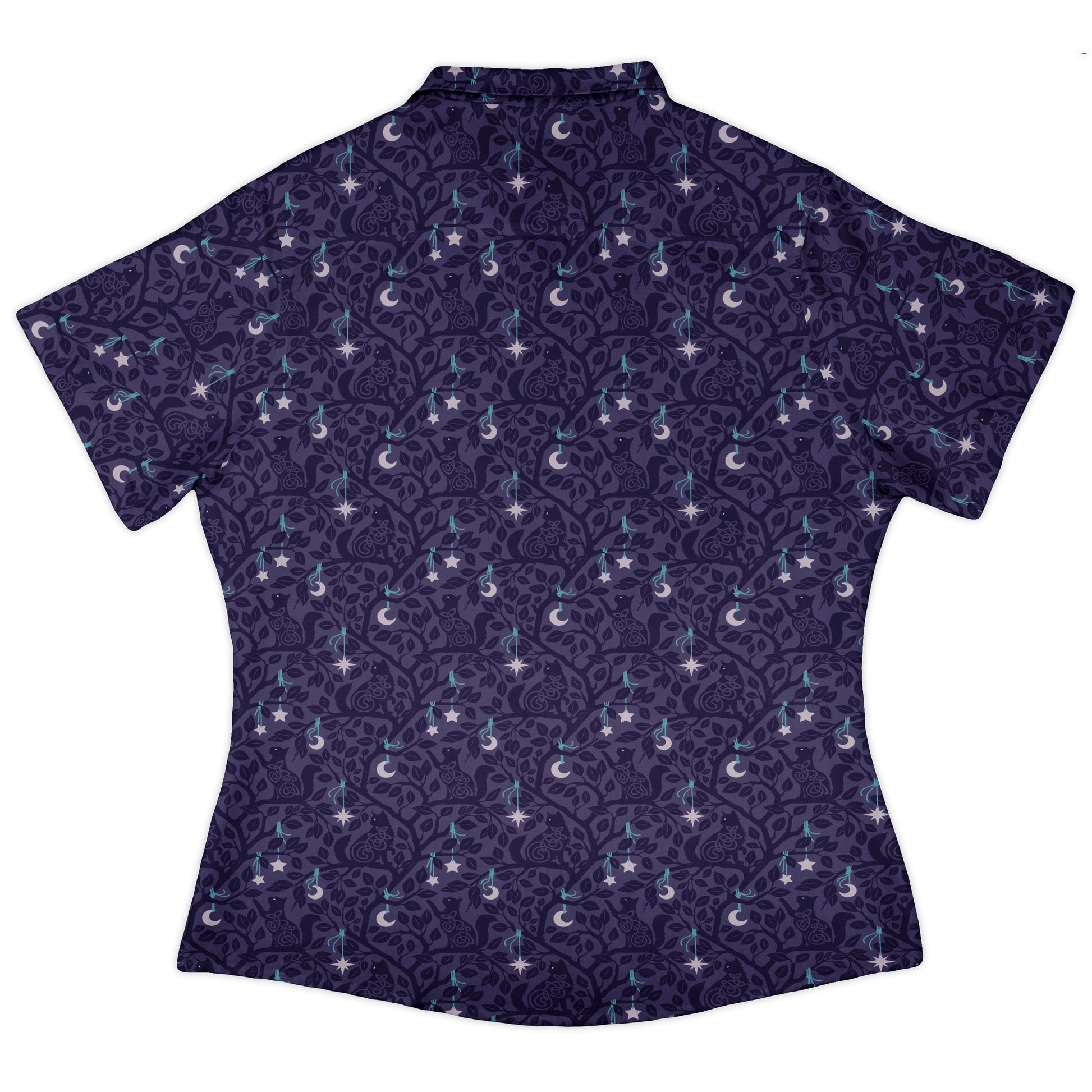 Forest Cats Lilac Curvy Button Up Shirt womens back