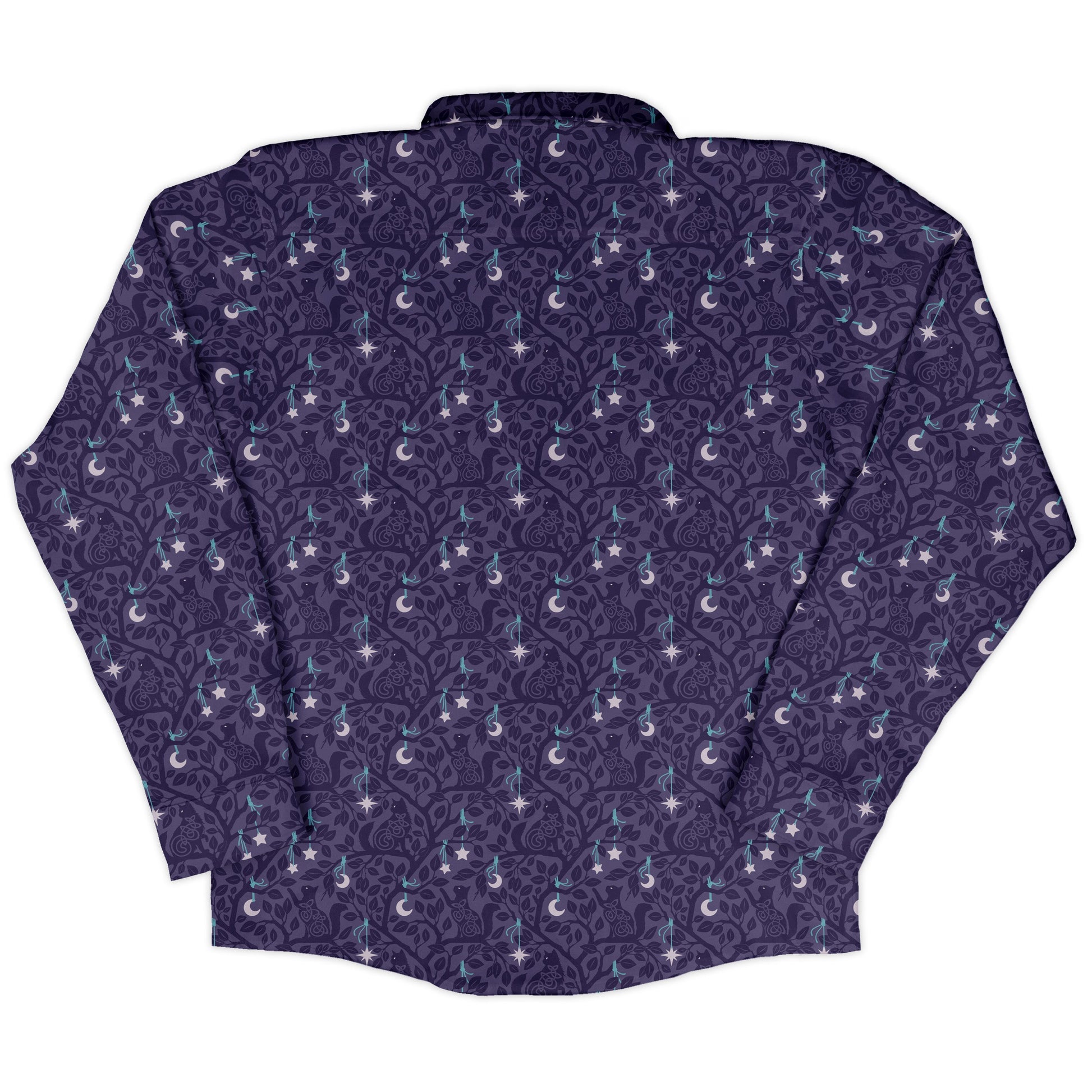 Forest Cats Lilac Long Sleeve Button Up Shirt back