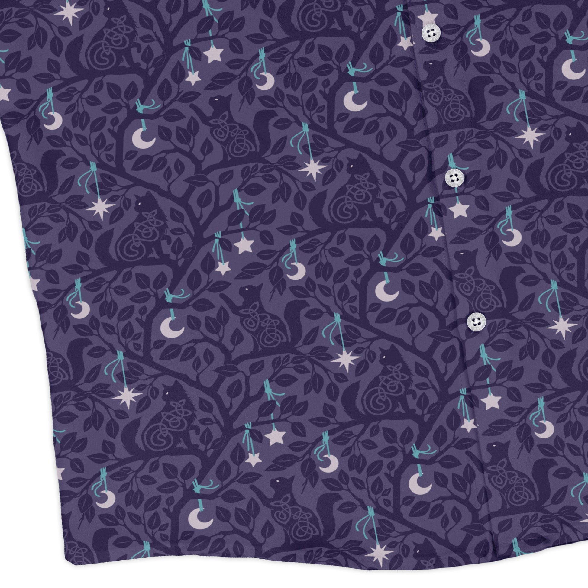 Forest Cats Lilac Long Sleeve Button Up Shirt corner