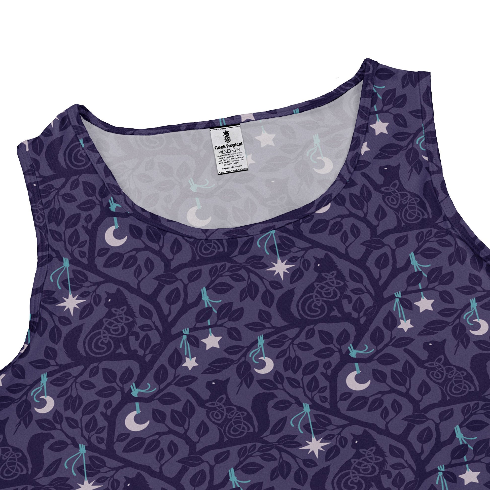 Forest Cats Lilac Sleeveless Dress close front