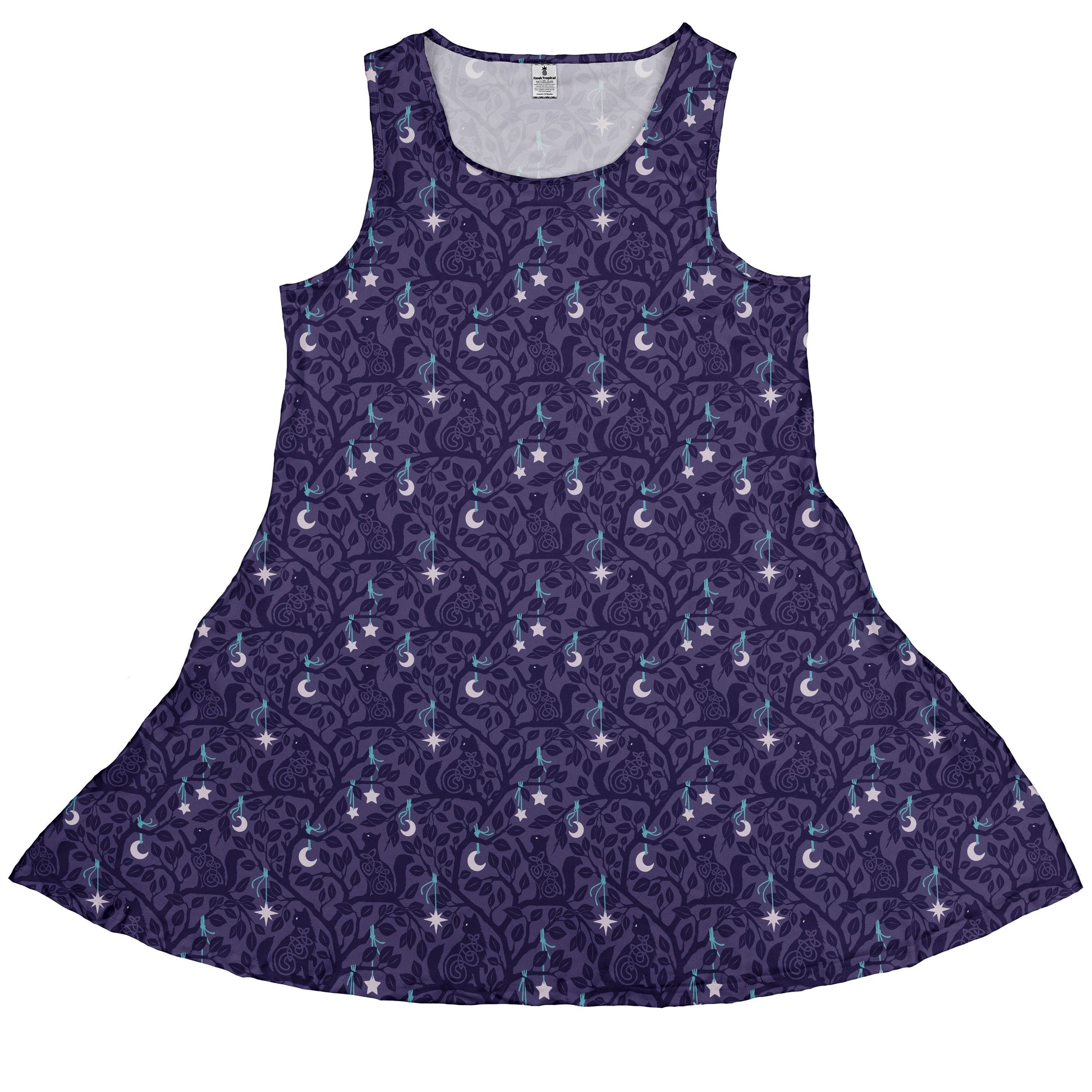 Forest Cats Lilac Sleeveless Dress front