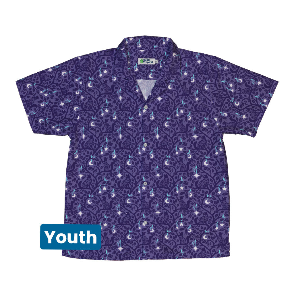 Forest Cats Lilac Youth Hawaiian Shirt Front