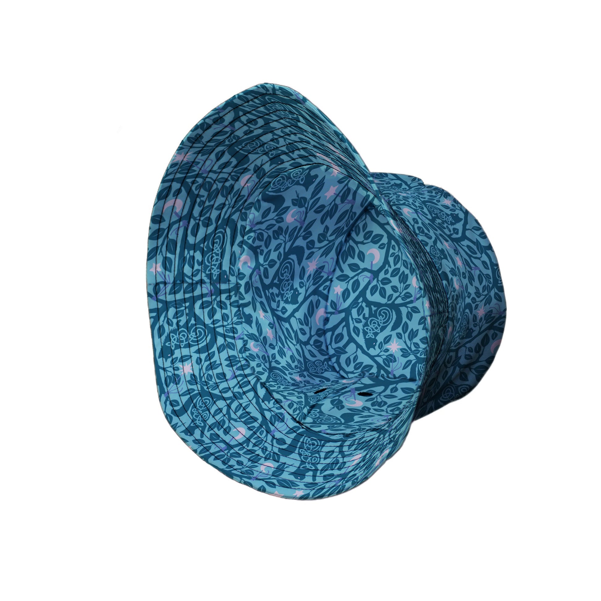 Forest Cats Teal Bucket Hat Side View