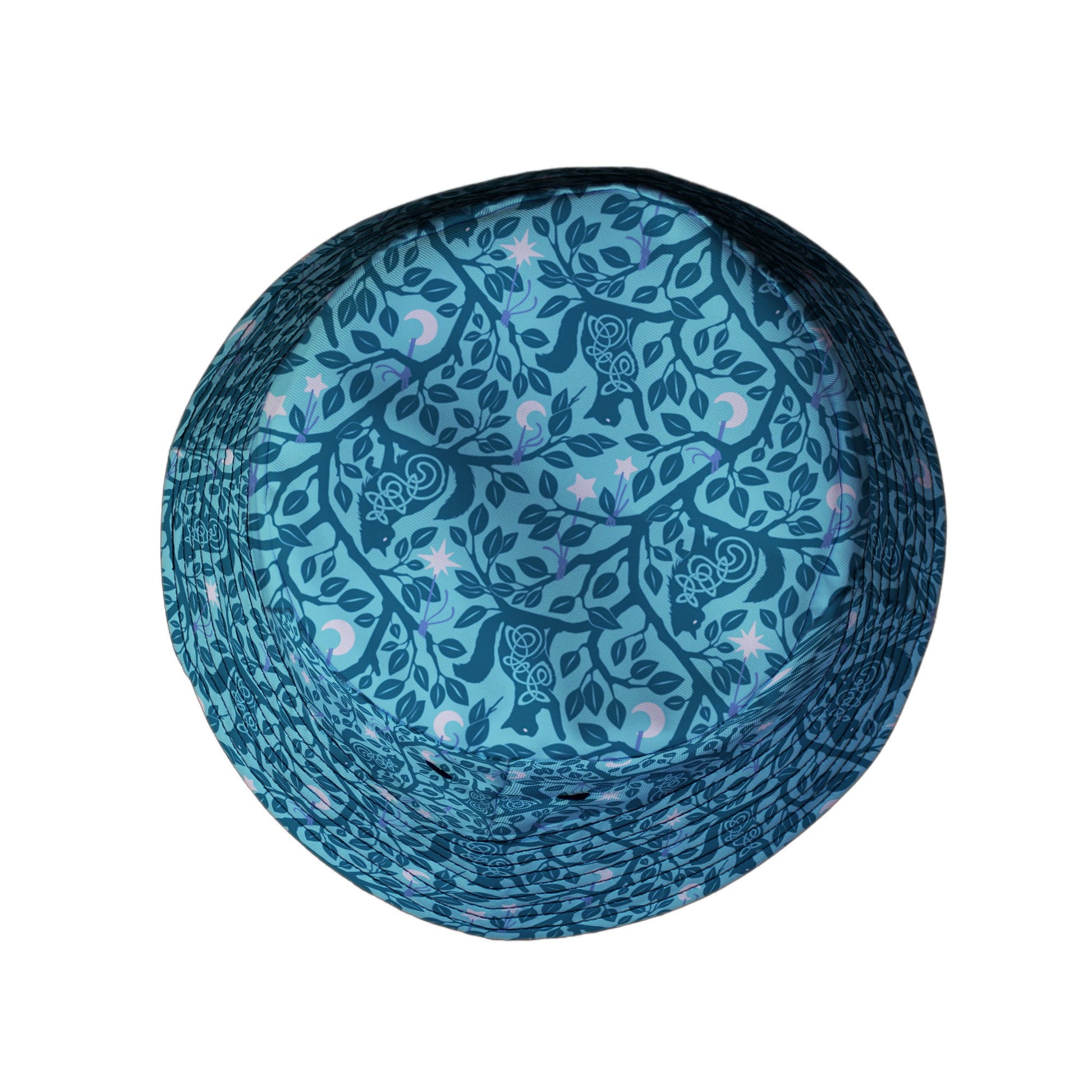 Forest Cats Teal Bucket Hat Top View
