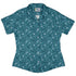 Forest Cats Teal Curvy Button Up Shirt womens front