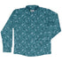 Forest Cats Teal Long Sleeve Button Up Shirt front