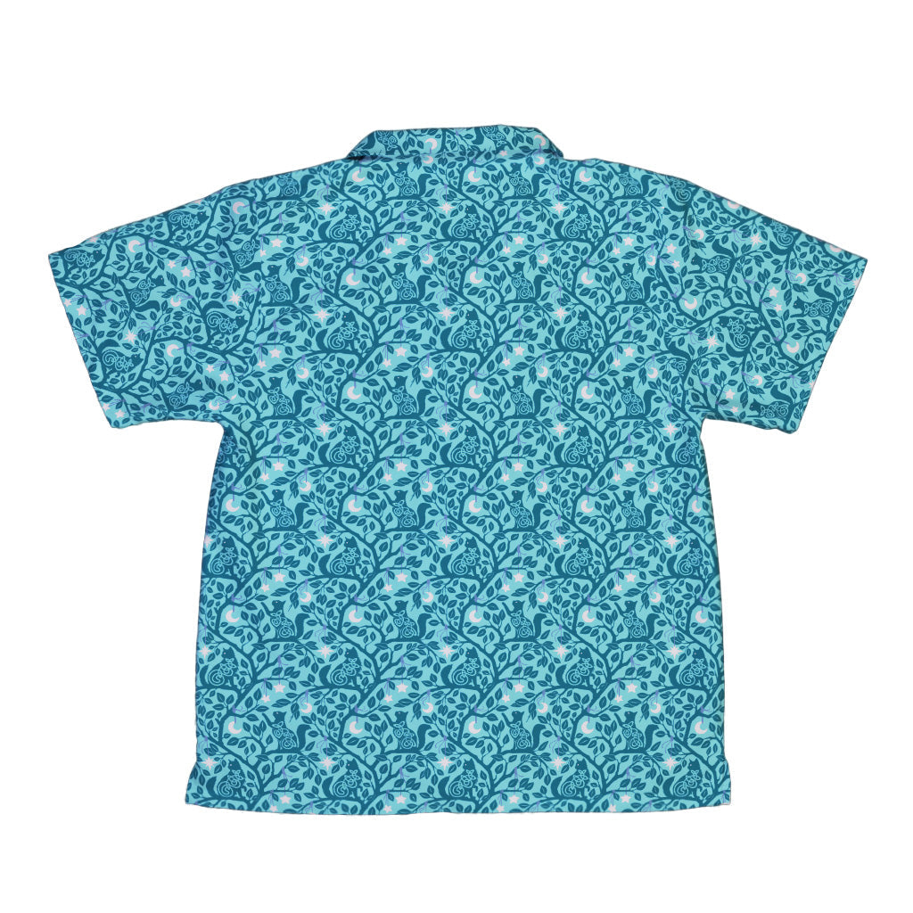 Forest Cats Teal Youth Hawaiian Shirt Back