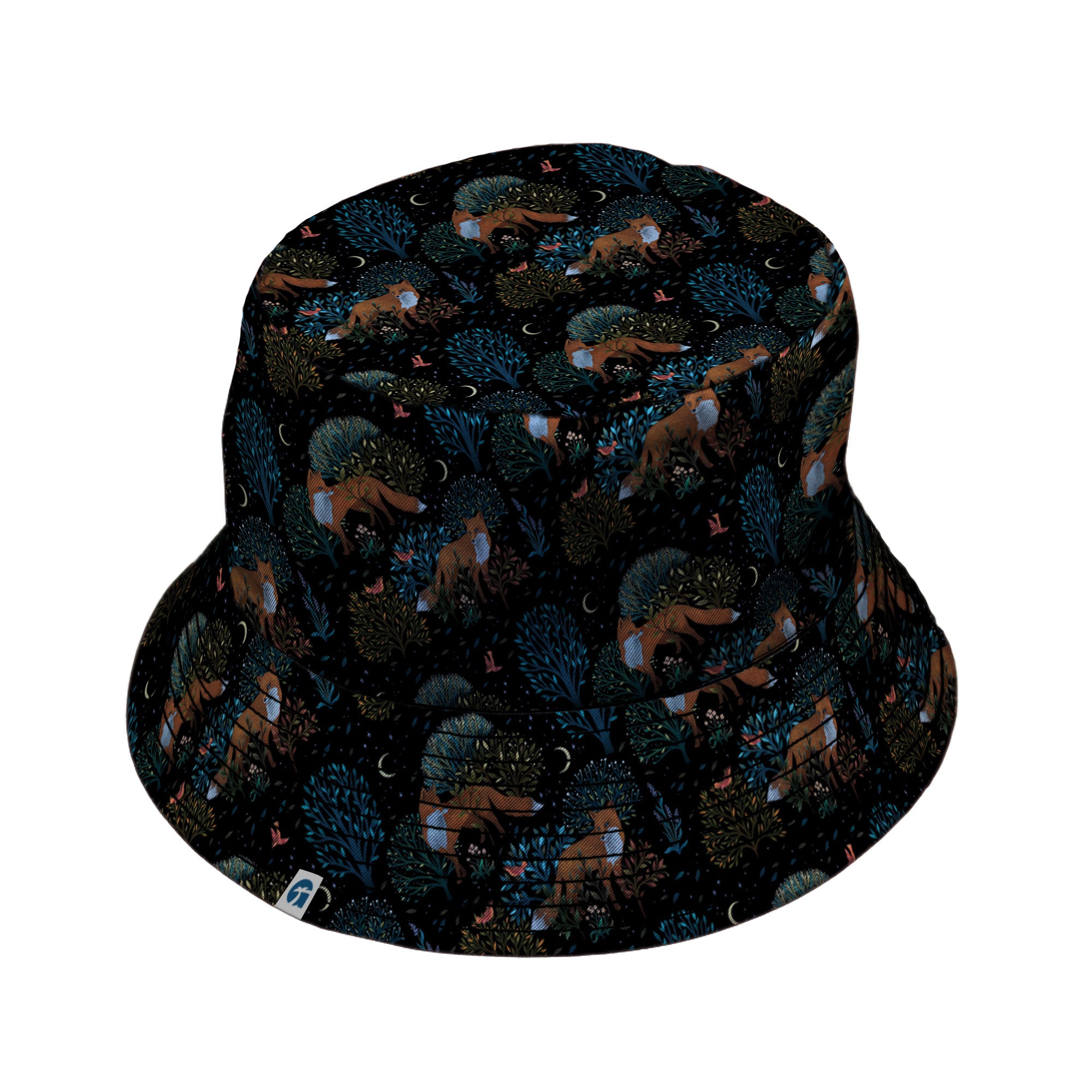 Forest Foxes Bucket Hat Black Stitching