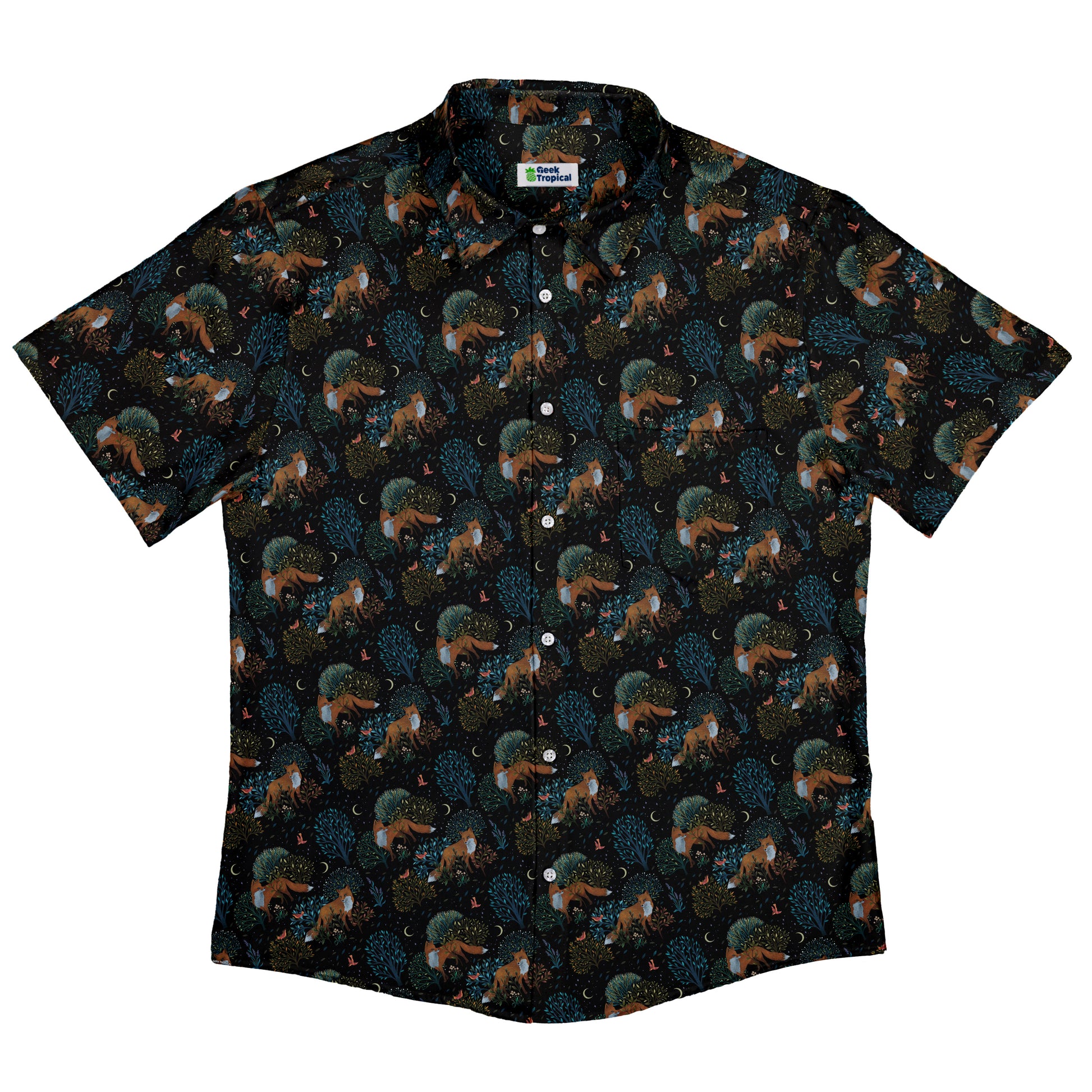 Forest Foxes Button Up Shirt Flat Front