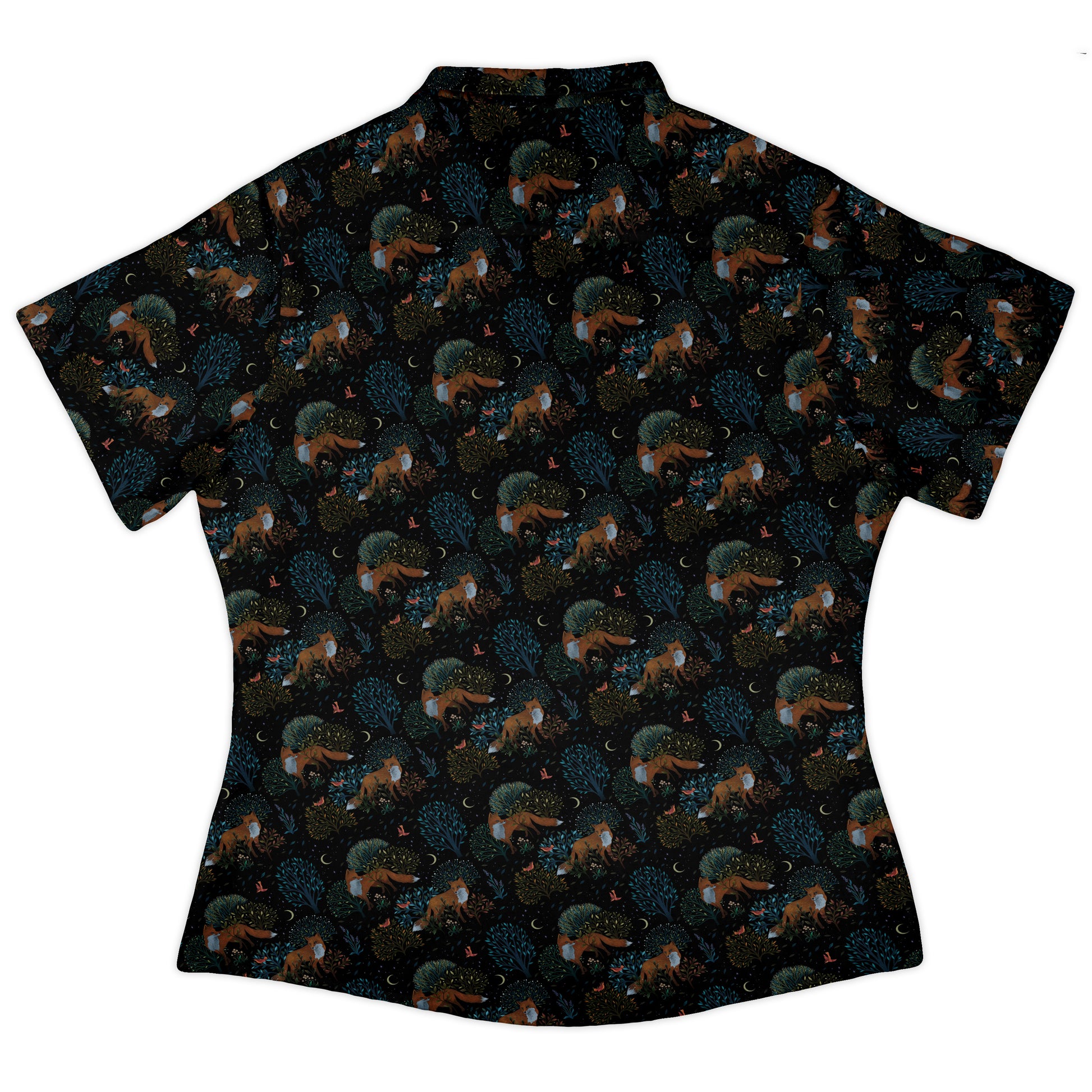 Forest Foxes Curvy Button Up Shirt womens back