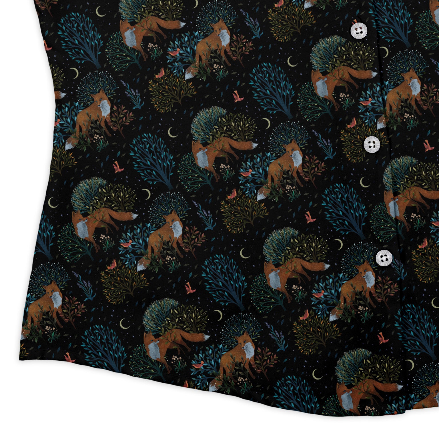 Forest Foxes Curvy Button Up Shirt womens corner