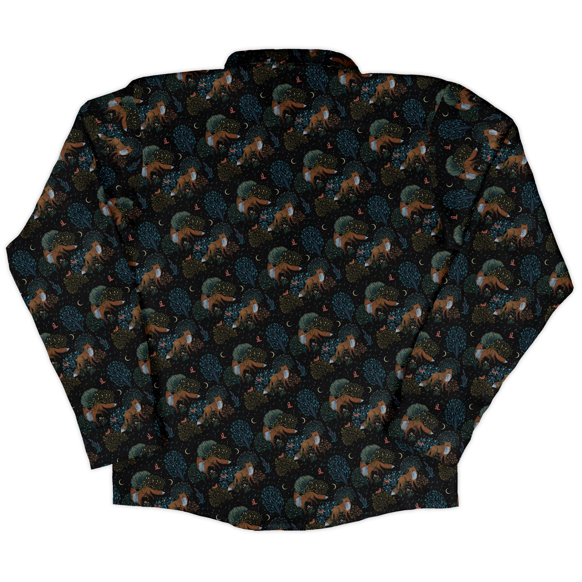 Forest Foxes Long Sleeve Button Up Shirt back