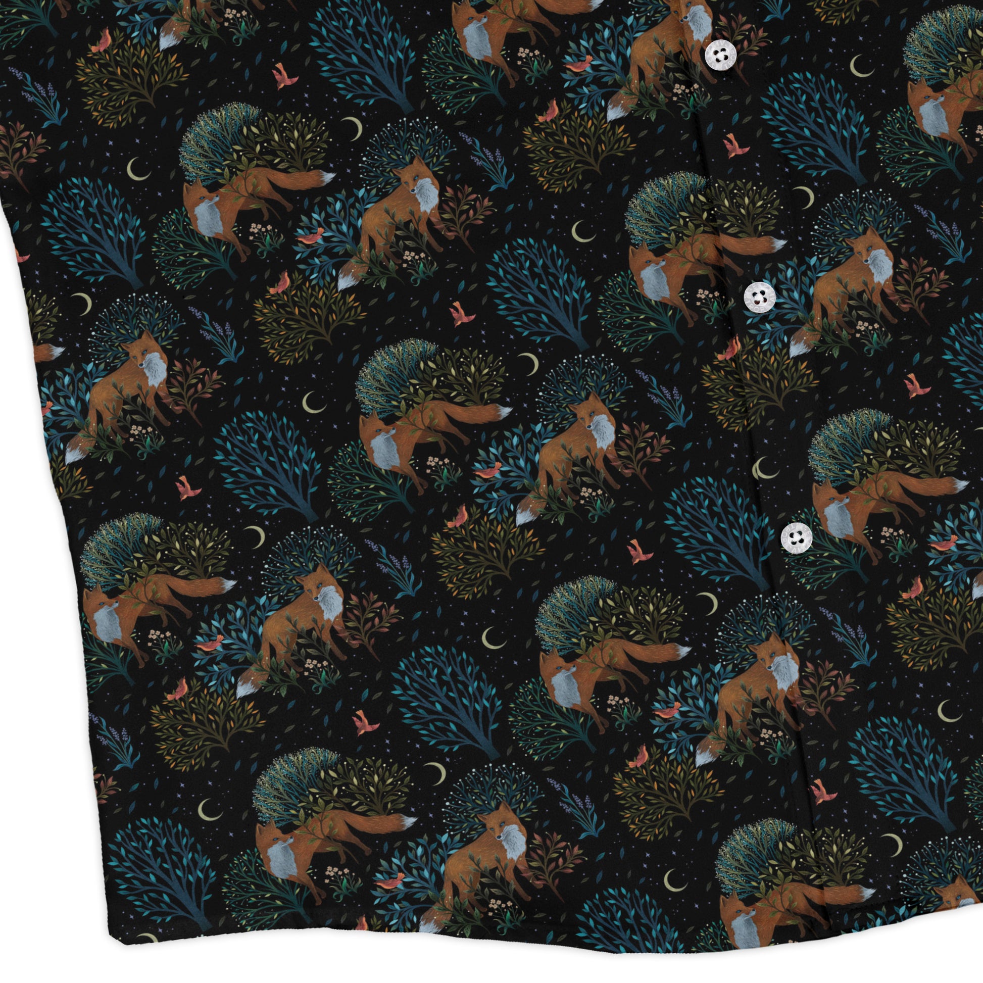 Forest Foxes Long Sleeve Button Up Shirt corner