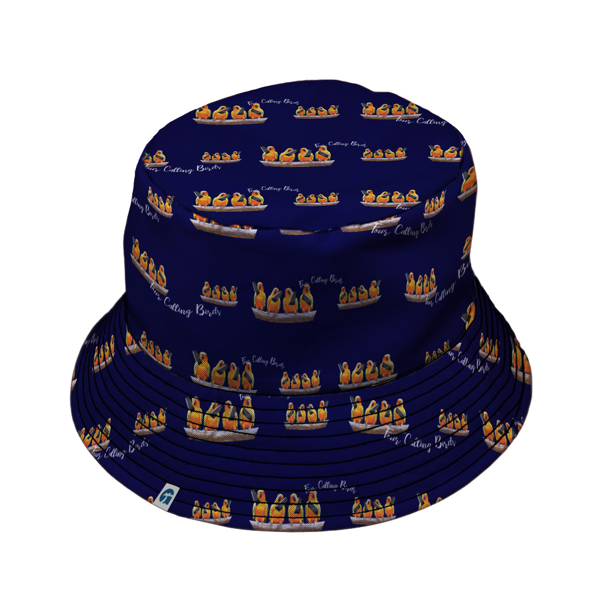 Four Calling Birds Bucket Hat Black Stitching