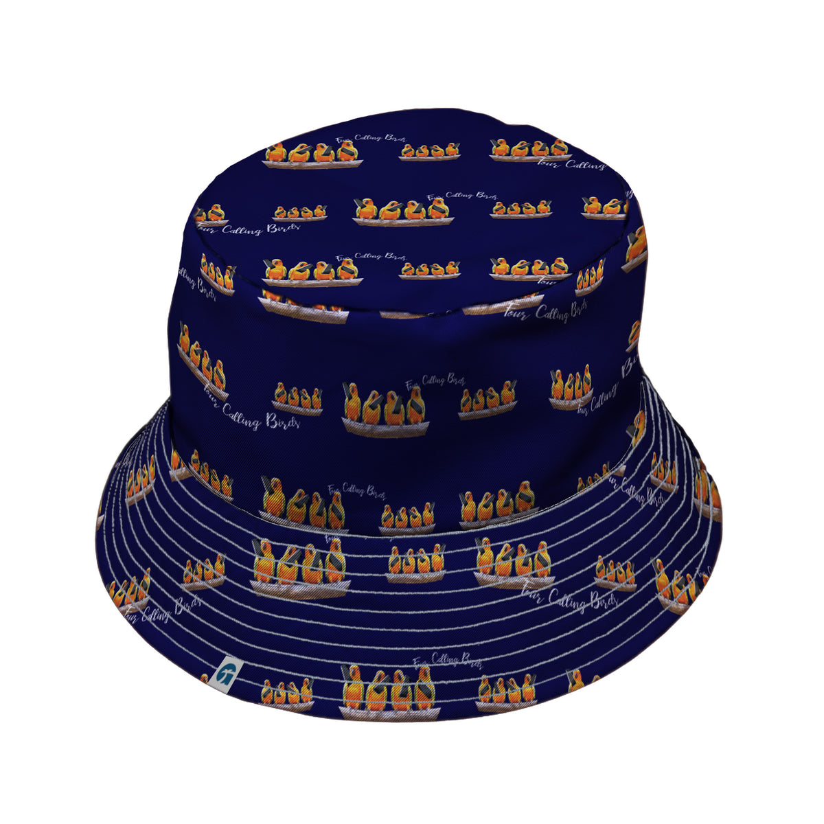 Four Calling Birds Bucket Hat Gray Stitching