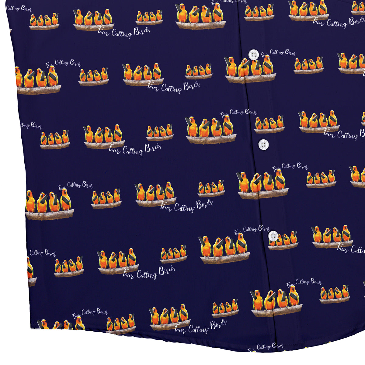 Four Calling Birds Button Up Shirt Bottom Corner