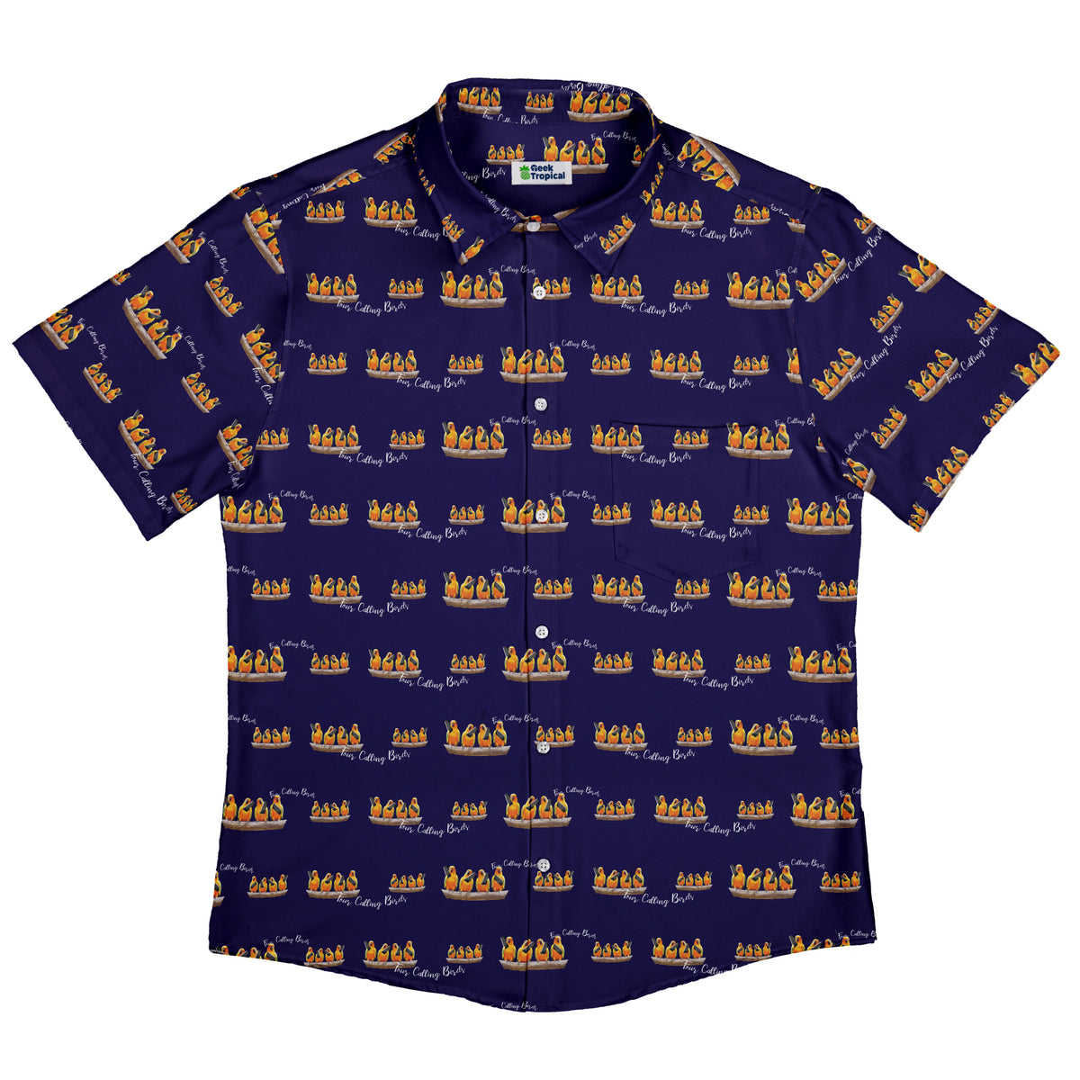 Four Calling Birds Button Up Shirt Flat Front