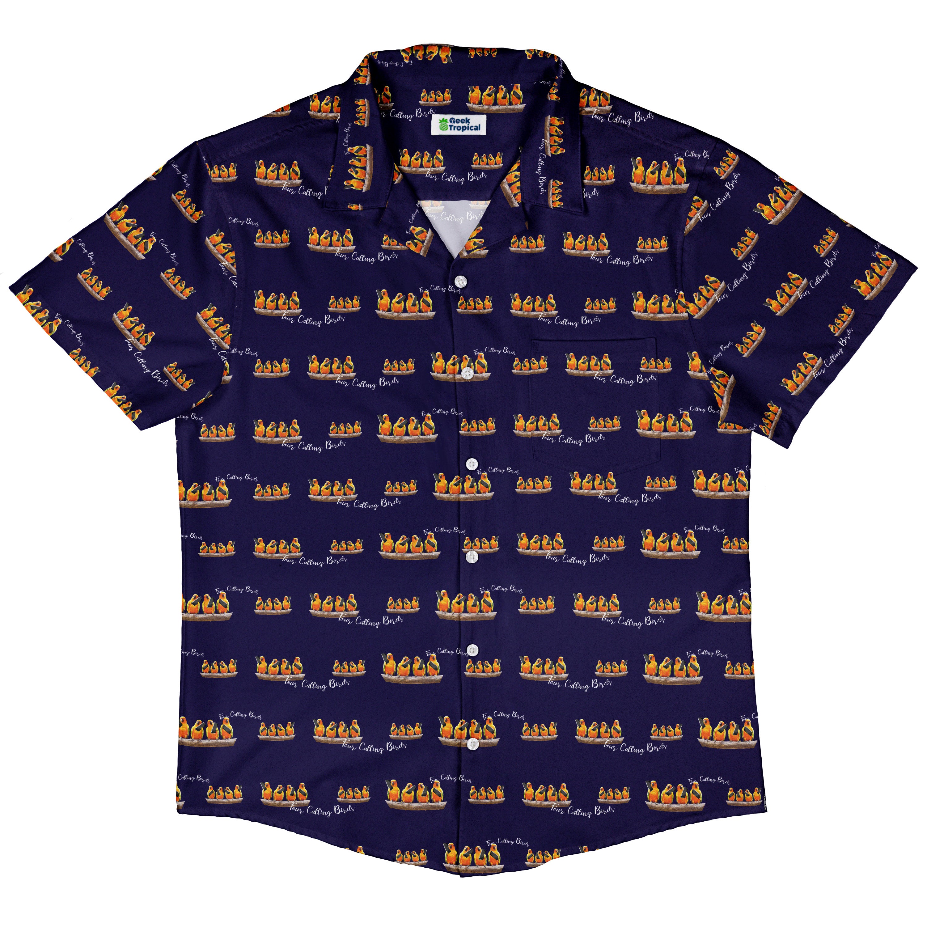 Four Calling Birds Button Up Shirt Hawaiian Front