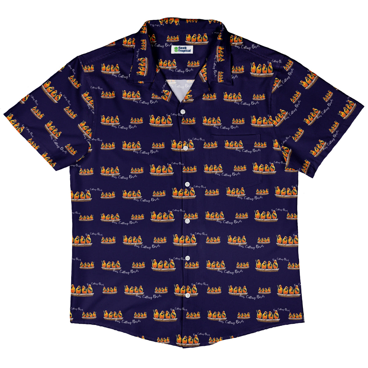 Four Calling Birds Button Up Shirt Hawaiian Front