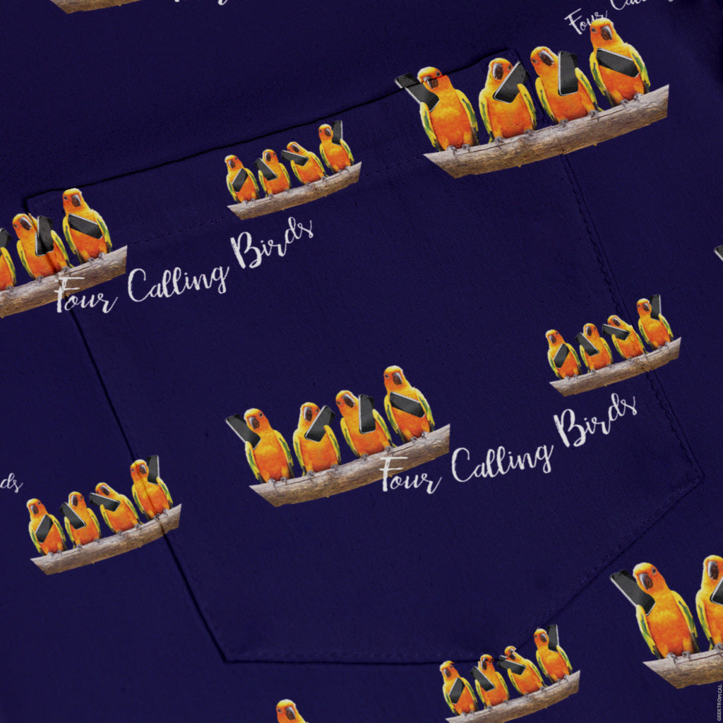 Four Calling Birds Button Up Shirt Pocket