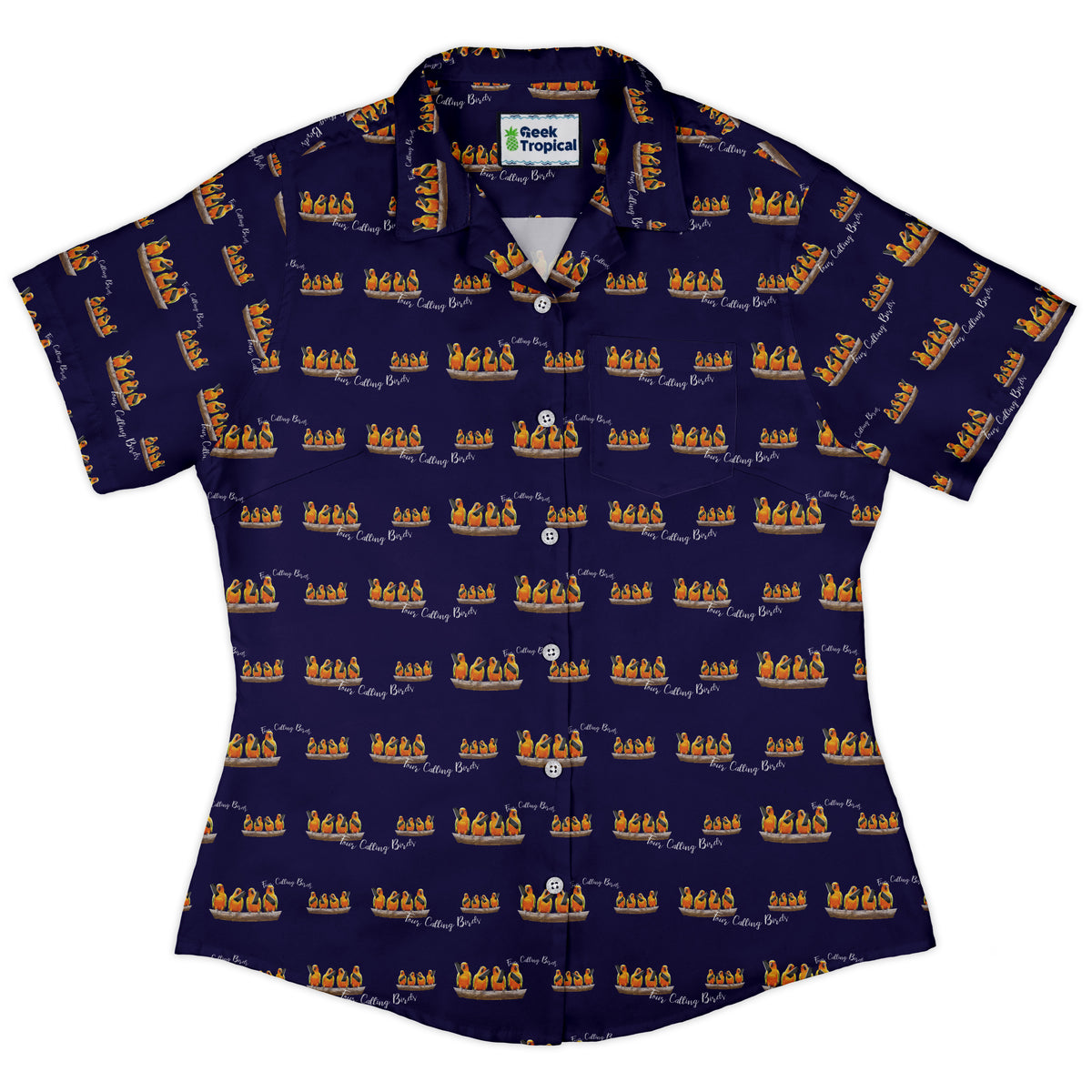 Four Calling Birds Curvy Button Up Shirt womens front