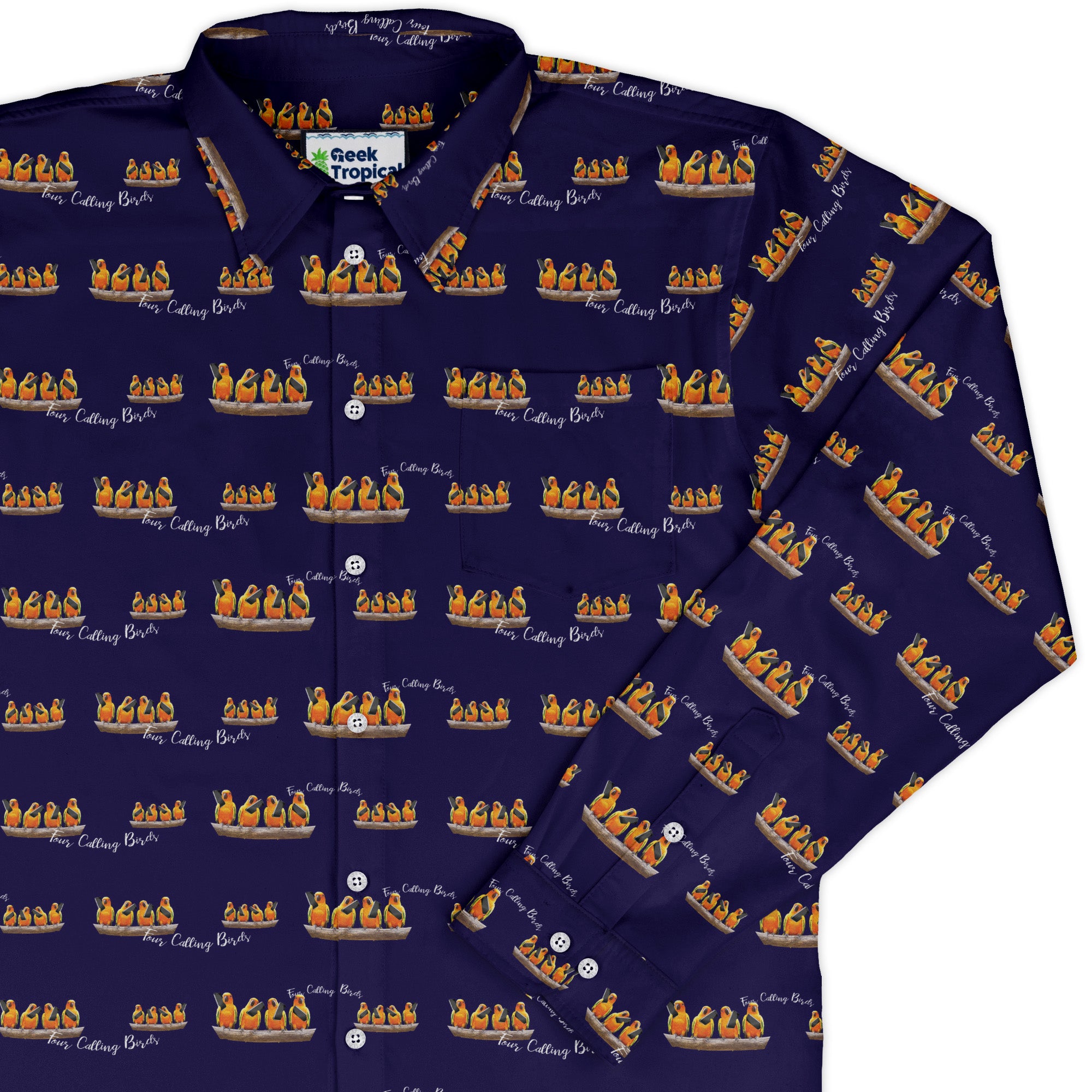 Four Calling Birds Long Sleeve Button Up Shirt cover