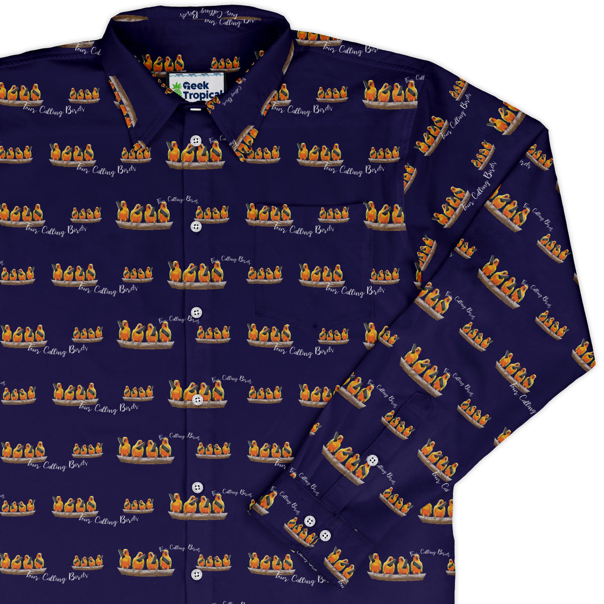 Four Calling Birds Long Sleeve Button Up Shirt cover