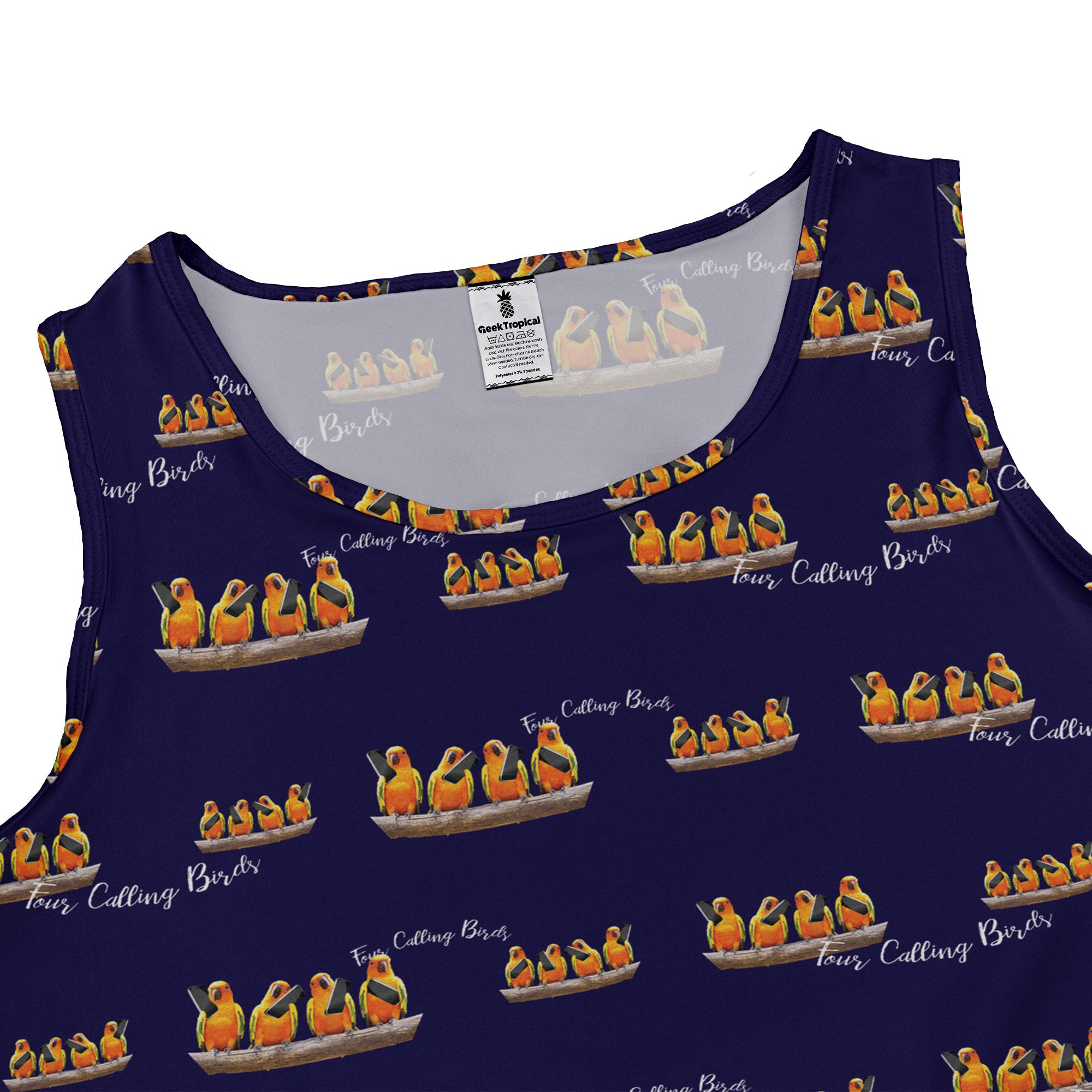 Four Calling Birds Sleeveless Dress close front