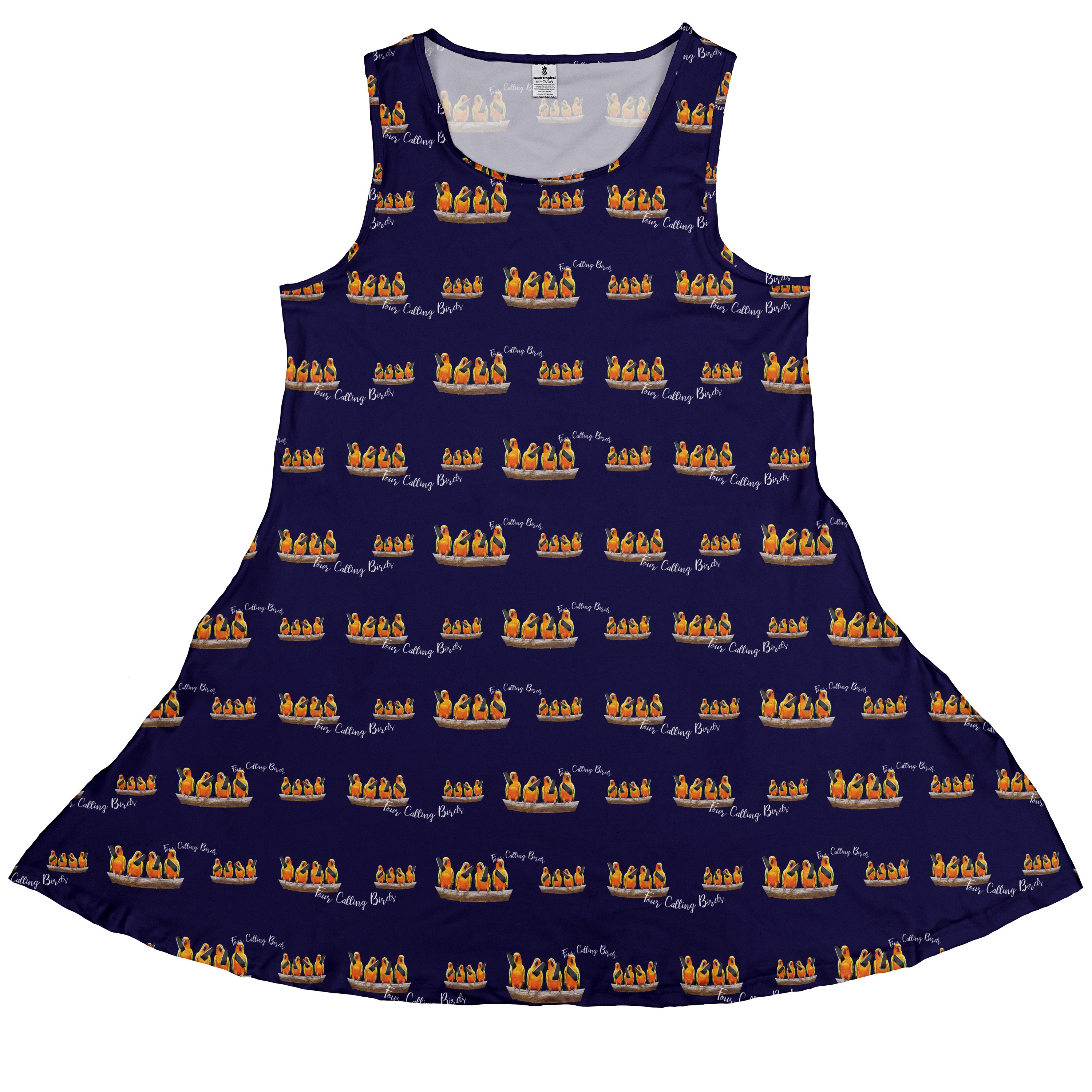 Four Calling Birds Sleeveless Dress front