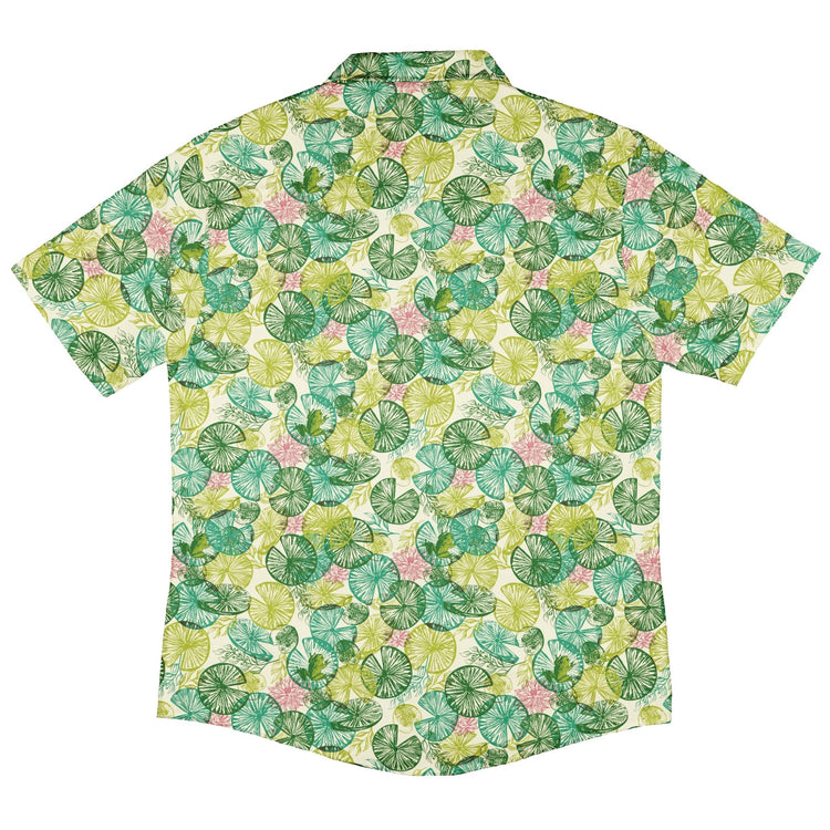 Frog Among Lilies Button Up Shirt Geek Nerd 0925 adult sizing All Adult Button Up Shirts