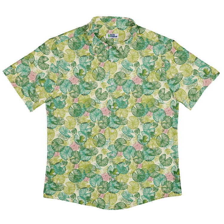 Frog Among Lilies Button Up Shirt Geek Nerd 0925 adult sizing All Adult Button Up Shirts