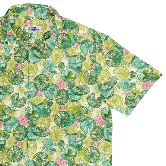 Frog Among Lilies Button Up Shirt Geek Nerd 0925 adult sizing All Adult Button Up Shirts