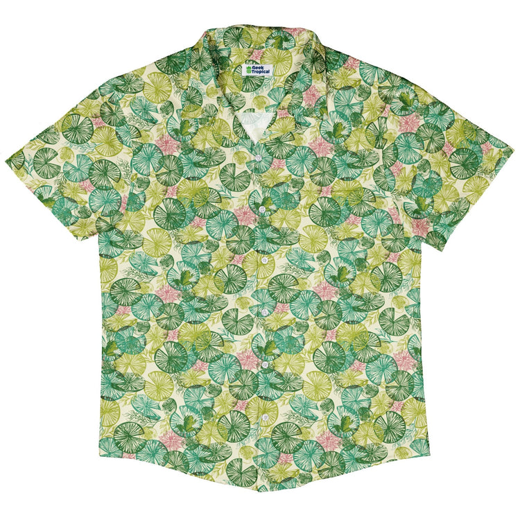 Frog Among Lilies Button Up Shirt Geek Nerd 0925 adult sizing All Adult Button Up Shirts