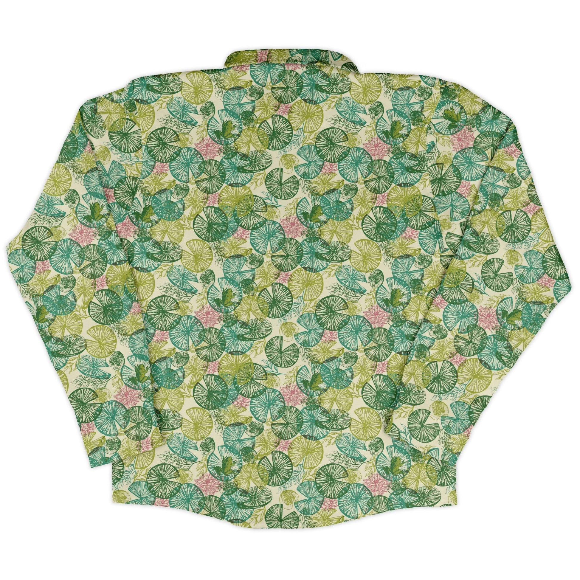 Frog Among Lilies Long Sleeve Button Up Shirt Geek Nerd 0925 adult sizing All Adult Button Up Shirts