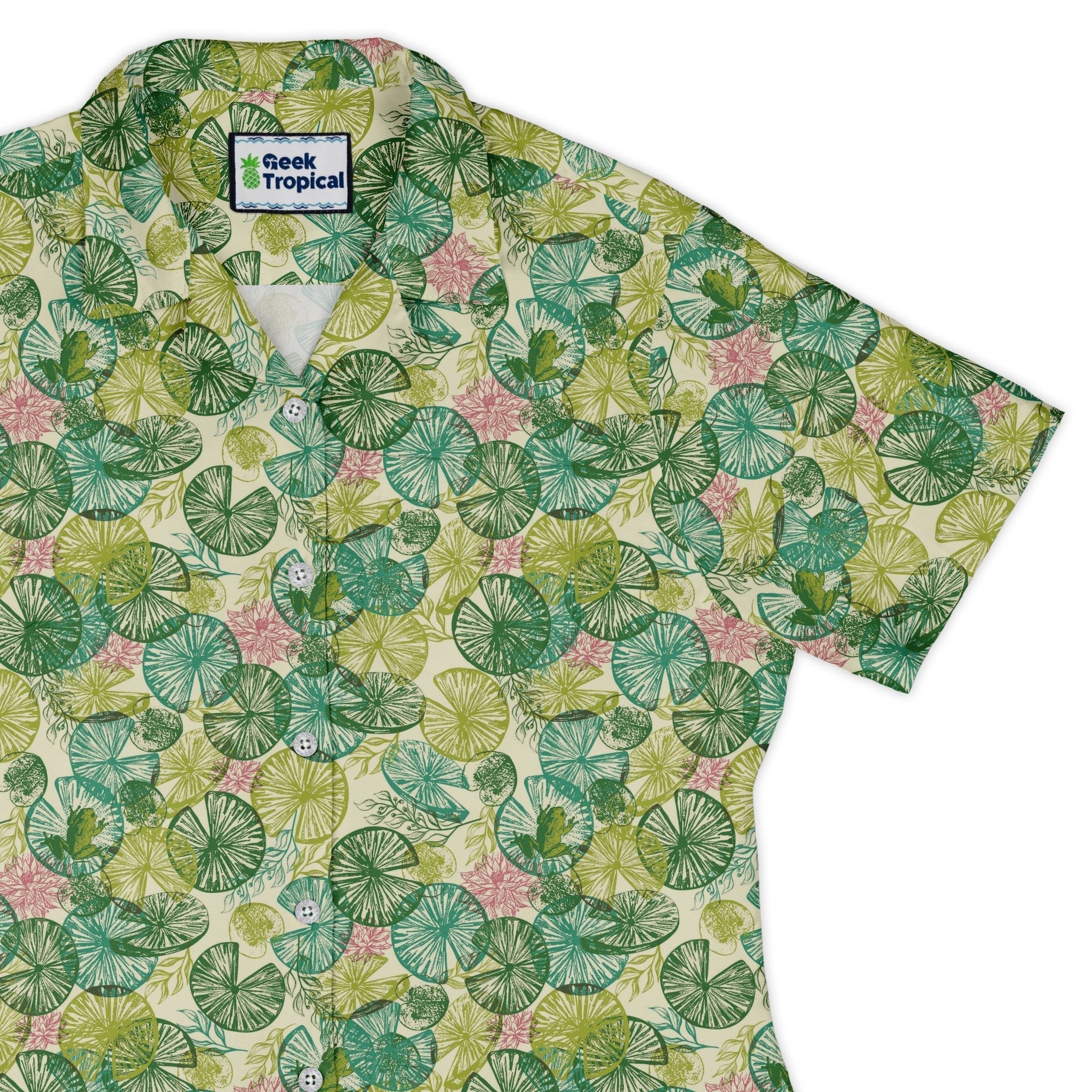 Clearance Ready - to - Ship Frog Among Lilies Curvy Button Up Shirt Geek Nerd 0925 All Adult Button Up Shirts Animal Patterns
