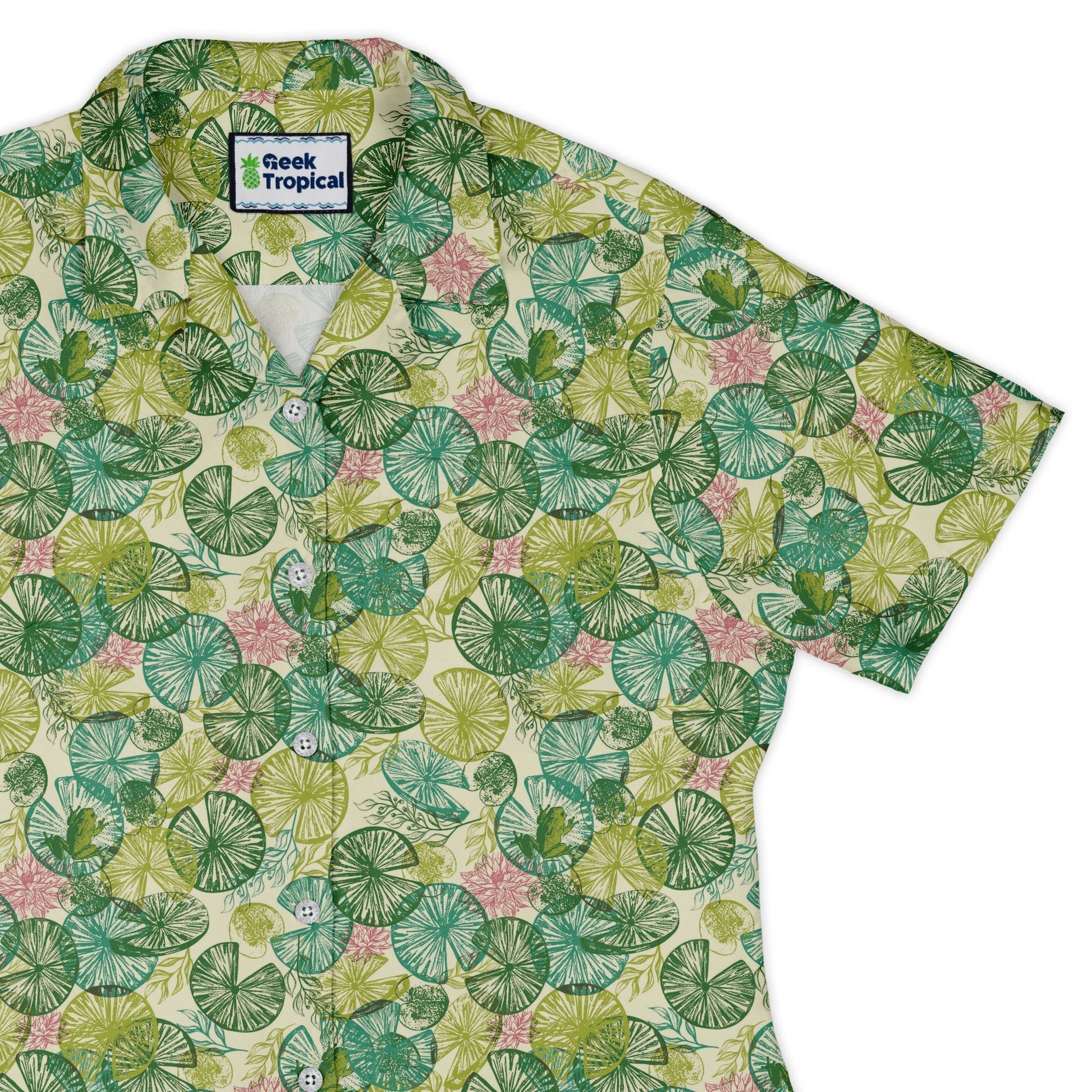 Frog Among Lilies Curvy Button Up Shirt Geek Nerd 0925 All Adult Button Up Shirts Animal Patterns