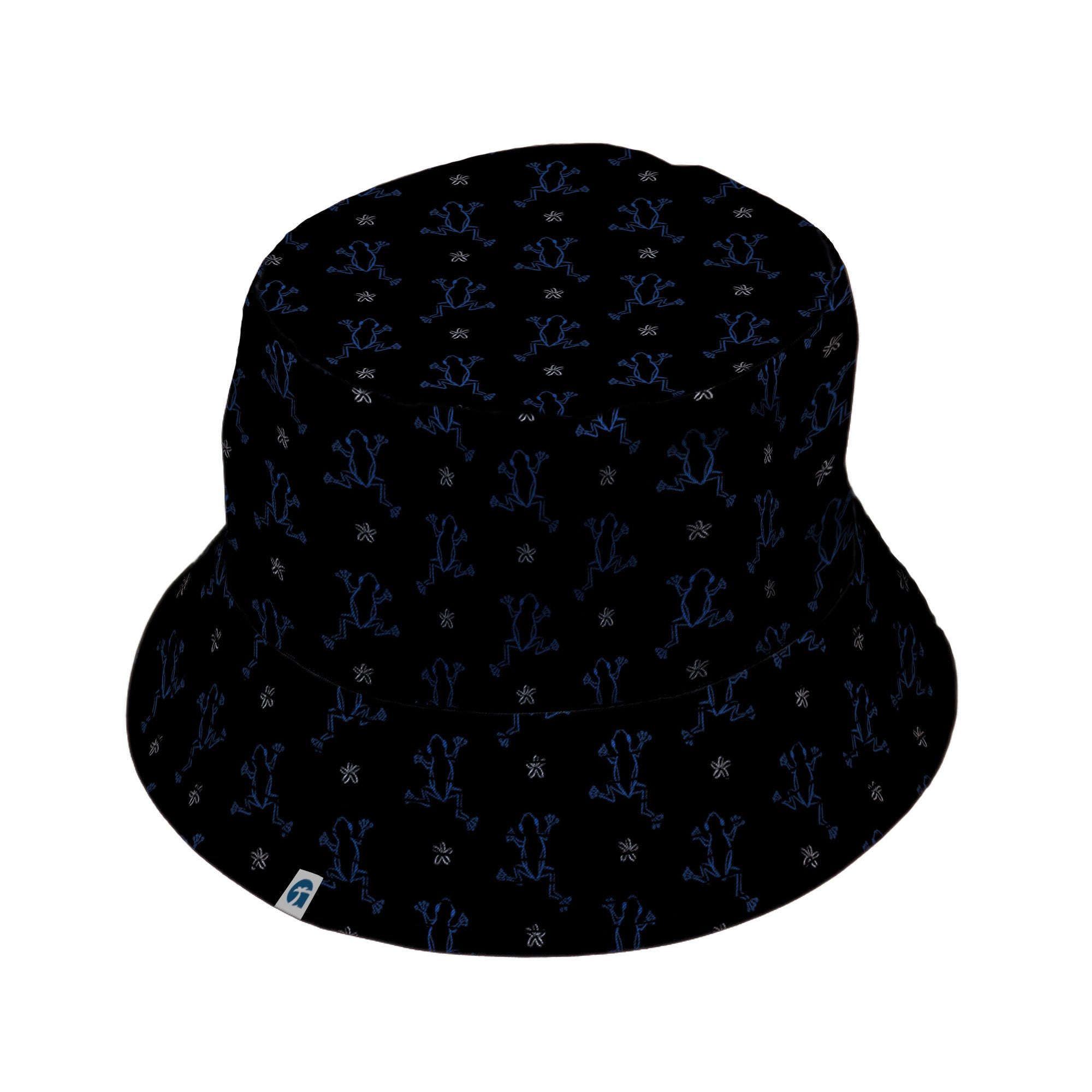 Frog Population Black Bucket Hat Black Stitching