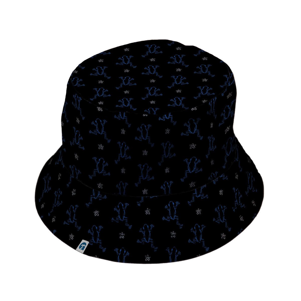 Frog Population Black Bucket Hat Black Stitching