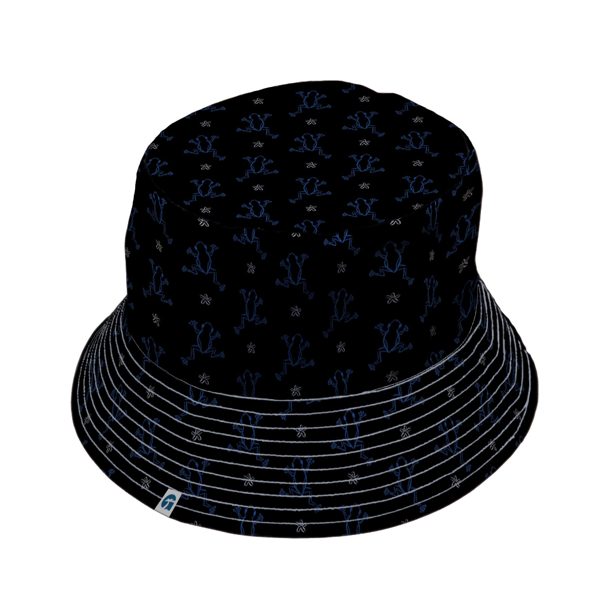 Frog Population Black Bucket Hat Gray Stitching