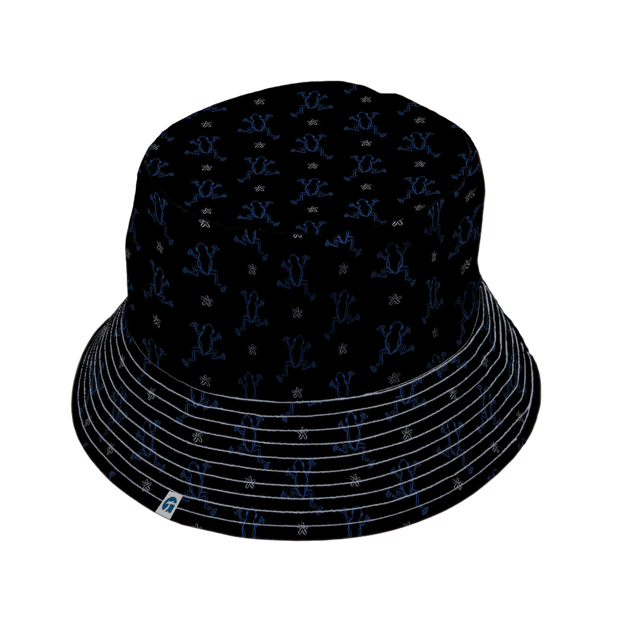 Frog Population Black Bucket Hat Gray Stitching