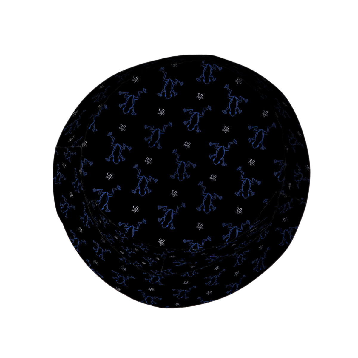 Frog Population Black Bucket Hat Top View