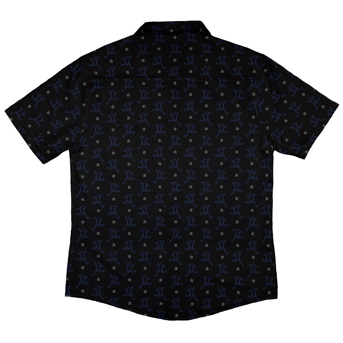 Frog Population Black Button Up Shirt Back