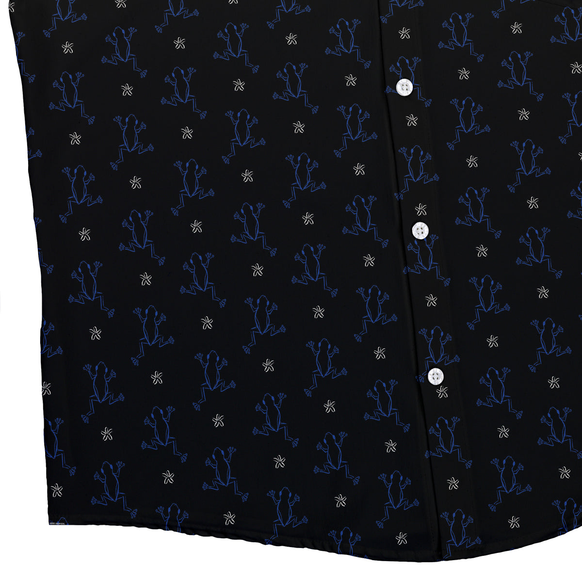 Frog Population Black Button Up Shirt Bottom Corner