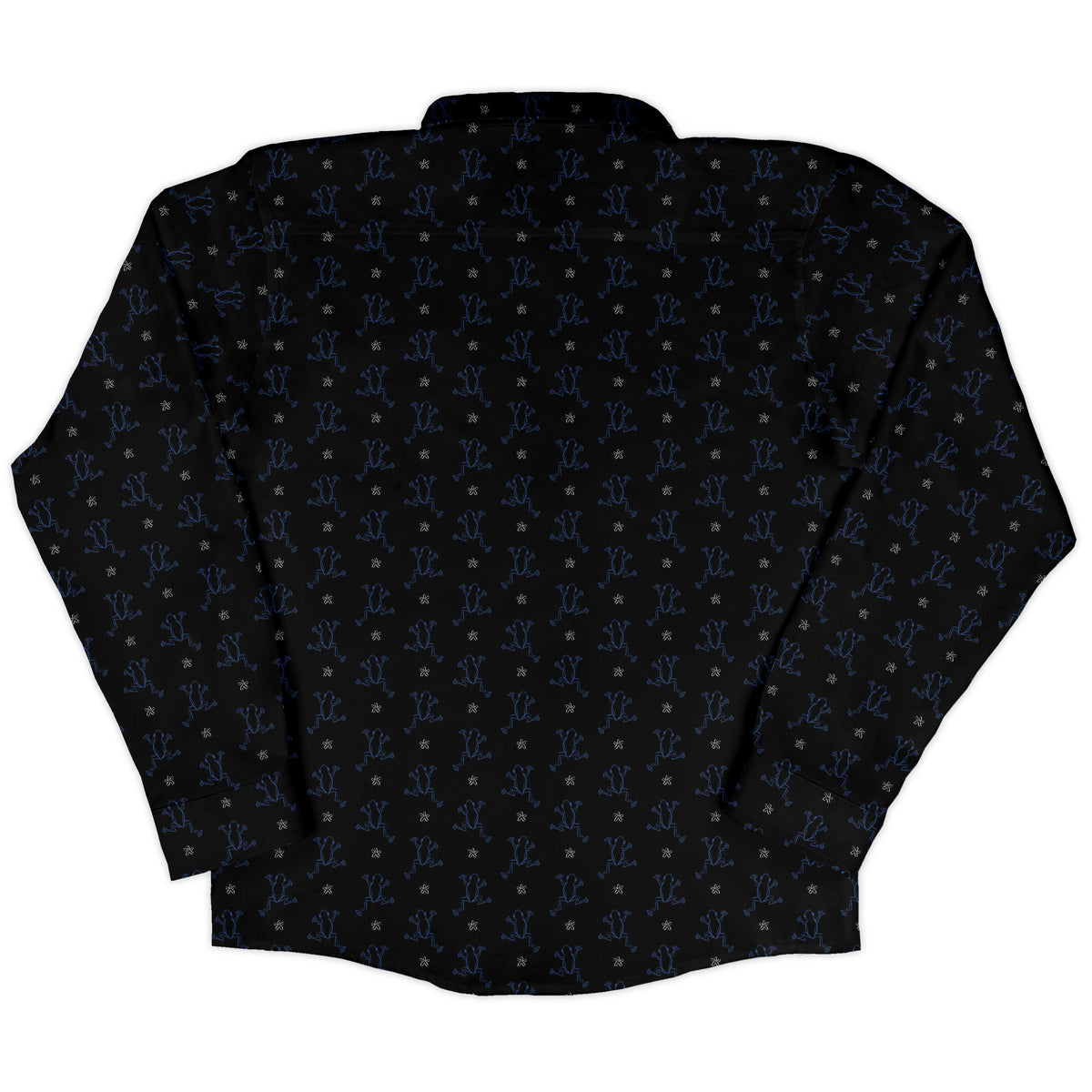 Frog Population Black Long Sleeve Button Up Shirt back